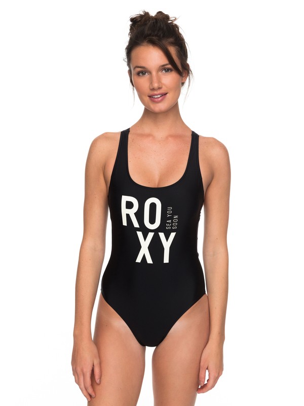 roxy, ROXY Fitness - One-Piece Swimsuit, ANTHRACITE (kvj0) 0 ROXY Fitness - One-Piece Swimsuit Black ERJX103107 Roxy