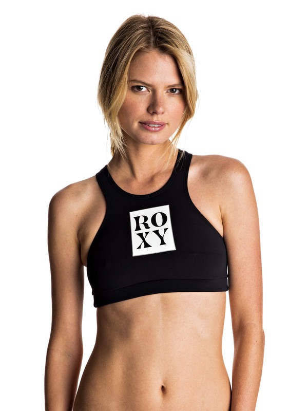 roxy, Lisa Andersen Crop Bikini Top, ANTHRACITE (kvj0) 0 Lisa Andersen Crop Bikini Top Black ERJX303484 Roxy
