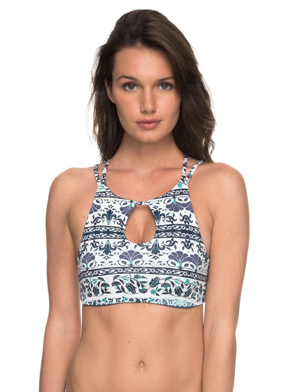 roxy, Softly Love Crop Bikini Top, MARSHMALLOW SQUARE FLOWER STRI (wbt4) 0 Softly Love Crop Bikini Top White ERJX303575 Roxy