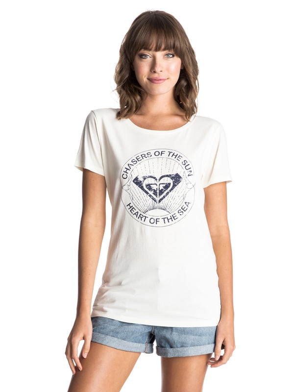 roxy, Basic Crew Sun Chasers - T-Shirt, SAND PIPER (wcd0) 0 Basic Crew Sun Chasers - T-Shirt Weiss ERJZT03354 Roxy