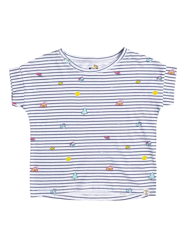roxy, Happy Palm - T-Shirt, MARSHMALLOW LITTLE MISS STRIPE (xyyk) 0 Happy Palm - T-Shirt Yellow ERLZT03085 Roxy