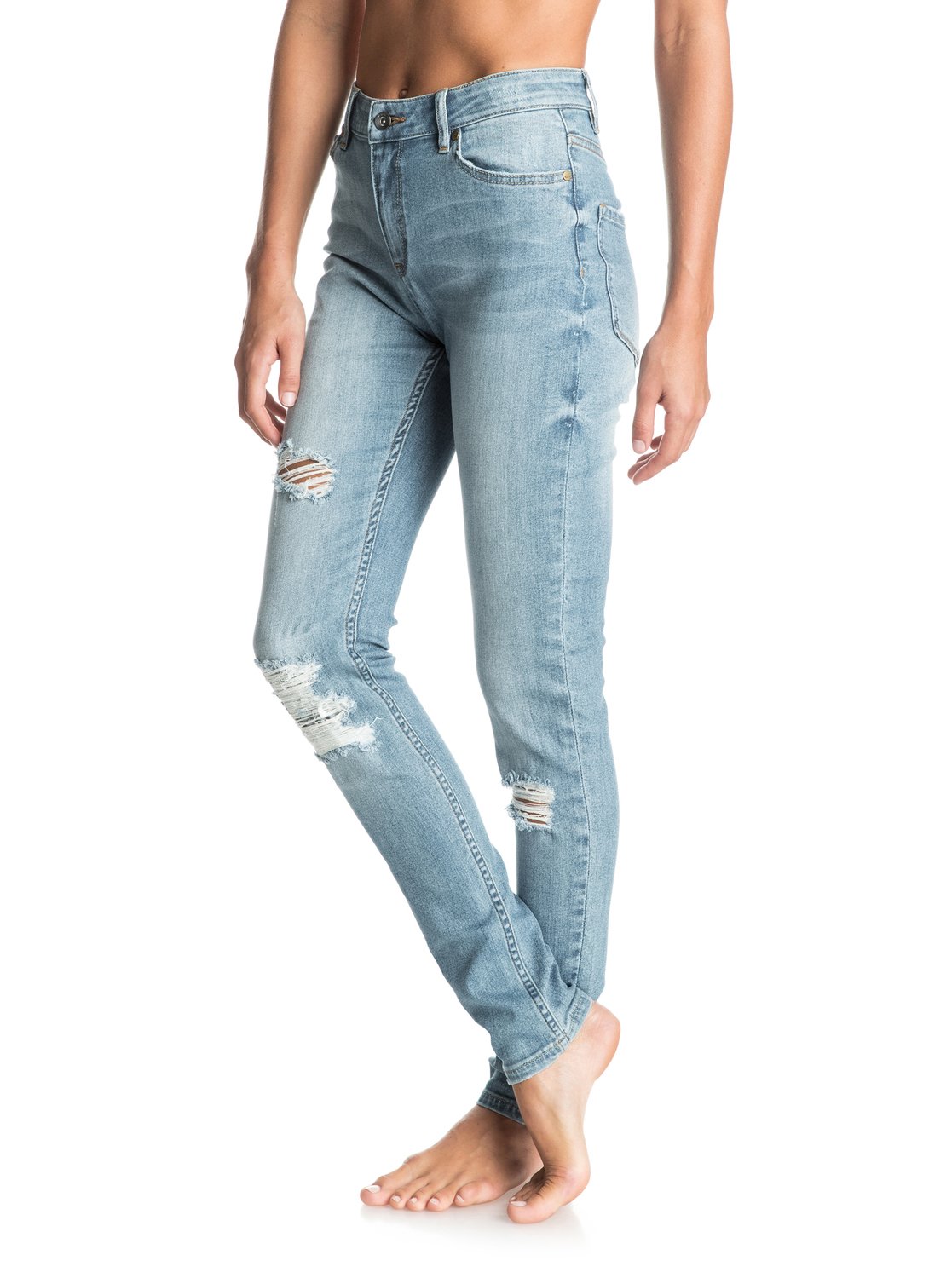 Suntrippers High Waisted Distressed Skinny Jeans ERJDP03132 | Roxy