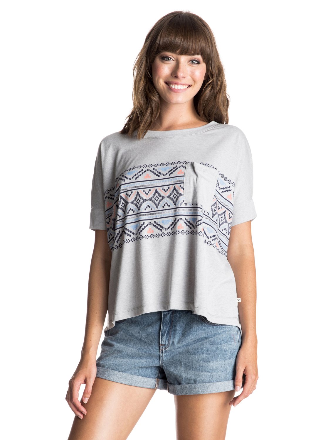 

Женская футболка Boxy Pocket Boho Border